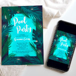 Invitación Noche Luces tropicales de la piscina fiesta Dulce<br><div class="desc">Disfrute de un chapuzón con nuestra fresca noche tropical Sweet 16 invitaciones de cumpleaños! Con vistas tropicales con hojas de palmera y ilustraciones de monstera con luz de cuerda sobre una piscina de agua azul iluminada. Perfecto para una dulce fiesta de 16 años o cualquier noche de verano.</div>