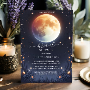 Invitación Noche luna nublada nublada nublada ducha de novia