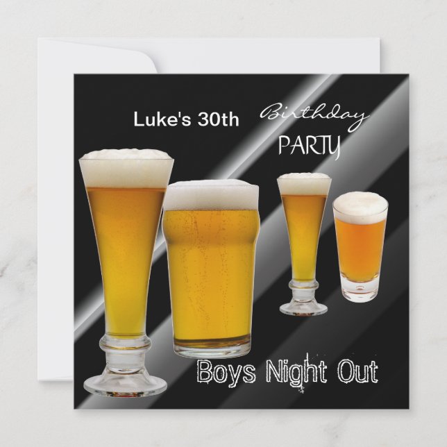 Invitación Noche Mans 30th Birthday Fiesta Beer Boys (Anverso)