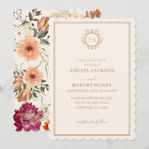 Invitación Noche marrón marrón naranja moderna de casamiento 
