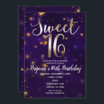 Invitación Noche morada y dorada bajo las estrellas dulce 16<br><div class="desc">Personalizar a ambos lados de cualquier manera que quieras,  para cualquier evento.</div>