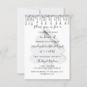 Invitación Noche navideña Vacaciones Plata Gris Blanco