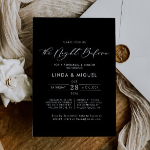 Invitación Noche negra clásica formal antes de la cena del en