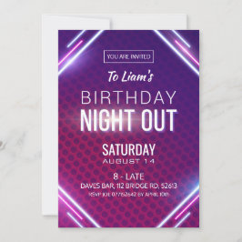 Invitación Noche Neon fuera Cumpleaños