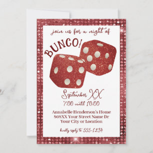 Invitación Noche retro Red Dice Bunco