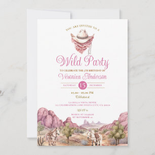 Invitación Noche Rodeo Fiesta Wild Western Ranch Cumpleaños