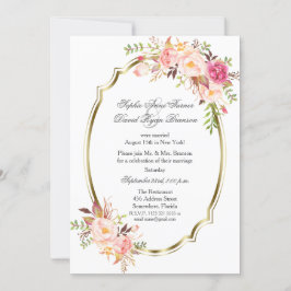 Invitación Noche romántica Boda de flores de Rubor rosadas
