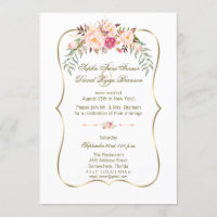 Noche romántica de Boda floral rosa Rubor de oro
