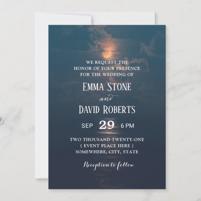 Invitación Noche romántica de la luna de la playa elegante Bo (Anverso)
