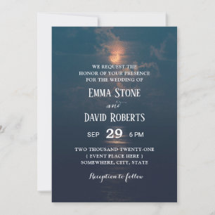 Invitación Noche romántica de la luna de la playa elegante Bo