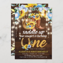 Noche rústica bota floral primer cumpleaños