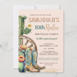 Invitación Noche rústica Floral Cactus Rodeo Cumpleaños