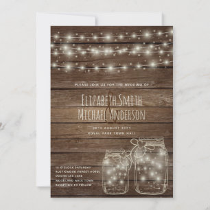 Invitación Noche Rustica invita a las luces de las jarras de