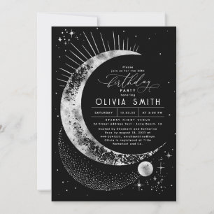 Invitación Noche Starry Moon Cumpleaños Celestial Místico