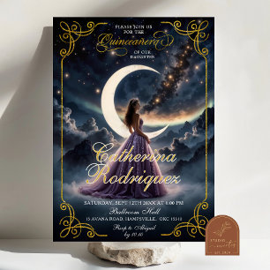 Invitación Noche Starry Purple Quinceañera