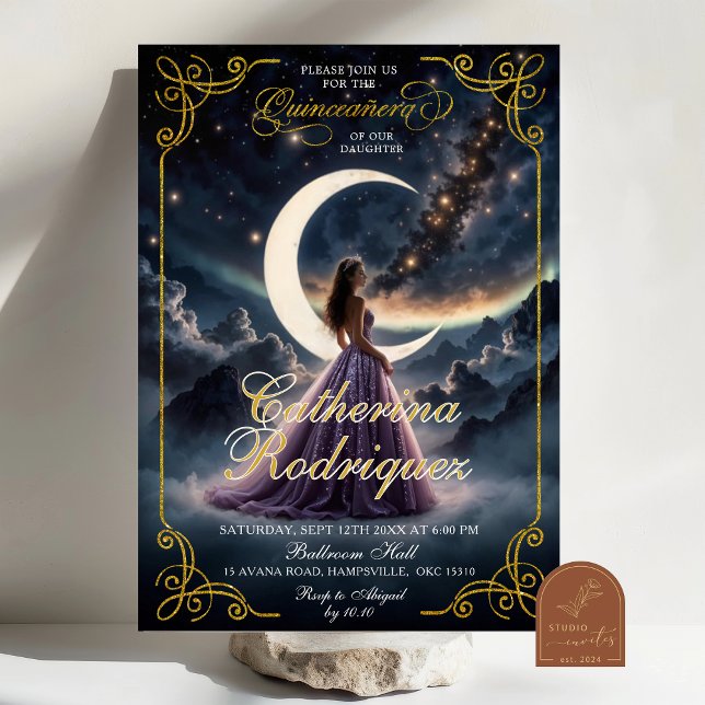 Invitación Noche Starry Purple Quinceañera (Subido por el creador)