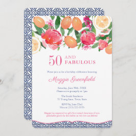 Invitación Noche Tropical 50 Y Fabulosa Fiesta de Cumpleaños 