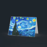 Invitación Noche Van Gogh Starry<br><div class="desc">Tarjeta con la pintura al óleo de Vincent van Gogh La noche estrellada (1889). Inspirado por su estancia en un asilo,  el arte representa un pueblo bajo un cielo nocturno de estrellas y luna azul y amarilla. Un gran regalo para los aficionados al post-impresionismo y al arte holandés.</div>