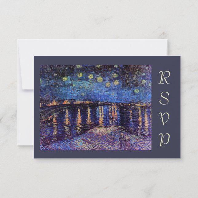 Invitación Noche Van Gogh Starry sobre Rsvp (Reverso)