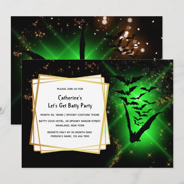 Invitación Noche verde de la colonia de murciélagos luce Hall (Anverso / Reverso)