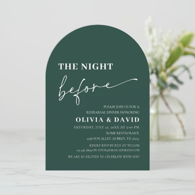 Invitación Noche verde de la esmeralda del arco antes de la c (Anverso de pie)