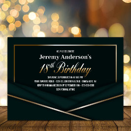 Invitación Noche verde de oro moderno 18 cumpleaños