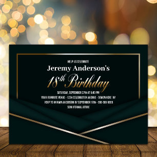 Invitación Noche verde de oro moderno 18 cumpleaños