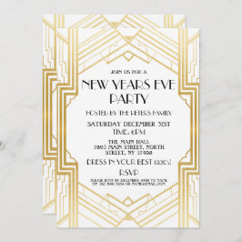 Invitación Noche Vieja los años 20 invitan al oro del fiesta