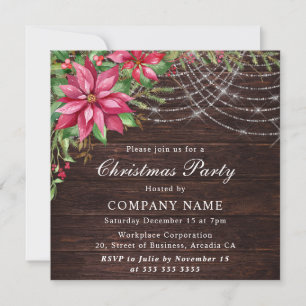 Invitación Nochebuena Corporativa de Navidad en Acuarela Roja