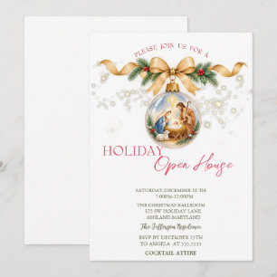 Invitación Nochebuena de Casa Abierta de Bola de Navidad