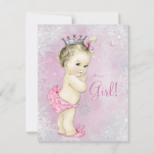 Invitación Nochebuena de copos de nieve rosados Baby Shower