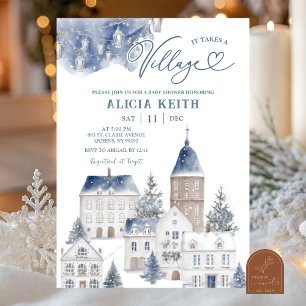 Invitación Nochebuena de invierno hygge village baby shower