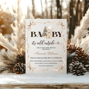 Invitación Nochebuena de Invierno Oso de Peluche Beige Baby S