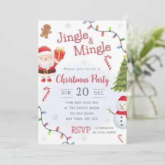 Invitación Nochebuena de Santa y Muñeco de Nieve Fiesta de Na
