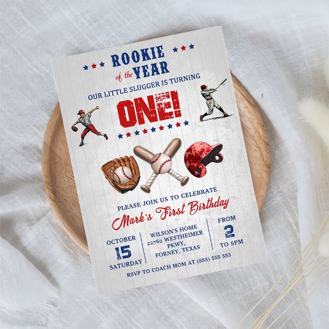 Invitación Nochebuena del año Béisbol Primer cumpleaños (Subido por el creador)