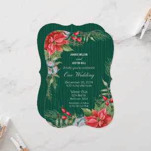 Invitación Nochebuena Flor de Pascua Verde Esmeralda