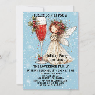 Invitación Nochebuena Vintage Hada Azul Fiesta Navideña de In