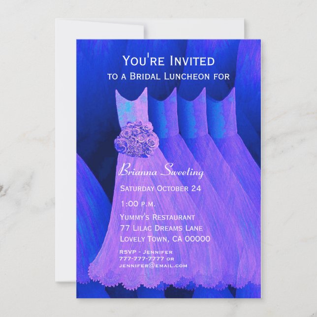 Invitación Nocheon o brunch Vestidos morados V06 (Anverso)