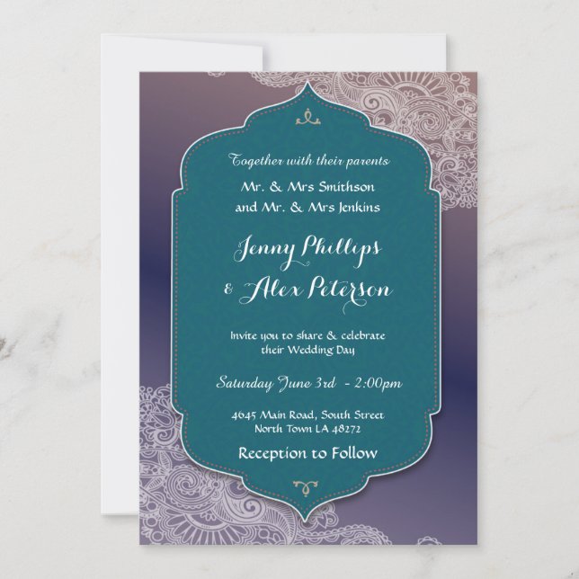 Invitación Noches árabes de la fiesta de la boda del estilo H (Anverso)