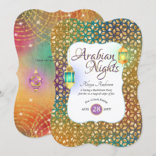 Invitación Noches Árabes Exóticas Fiestas Llamadas Faroles