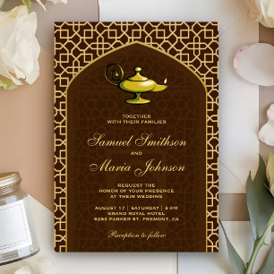 Invitación Noches Árabes Lámpara Mágica Bodas Marrón