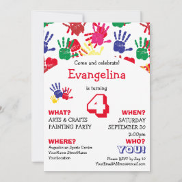 Invitación Noches Colorful Handprints Fiesta de cumpleaños