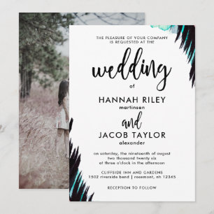 Invitación Noches de Boho Foto Boda blanco y negro