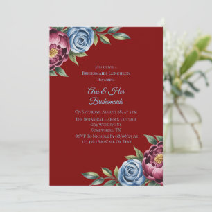 Invitación Noches de Borgoña Peony y Rosas Azules de Bridesma