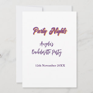 Invitación Noches de fiesta nombre de la despedida de soltera