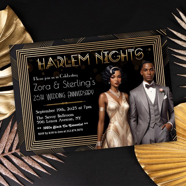 Invitación Noches de Harlem Aniversario del Boda Africano-Est (Subido por el creador)