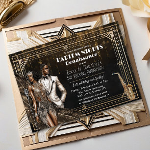 Invitación Noches de Harlem Gatsby años 20 afroamericano