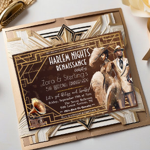 Invitación Noches de Harlem Gatsby años 20 afroamericano