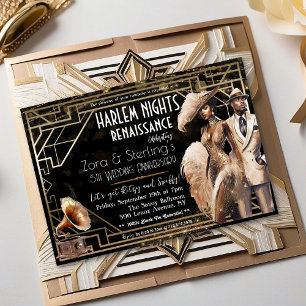 Invitación Noches de Harlem Gatsby años 20 afroamericano