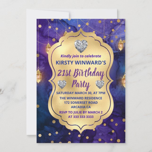Invitación Noches de linternas de fantasía mística y cumpleañ (Anverso)